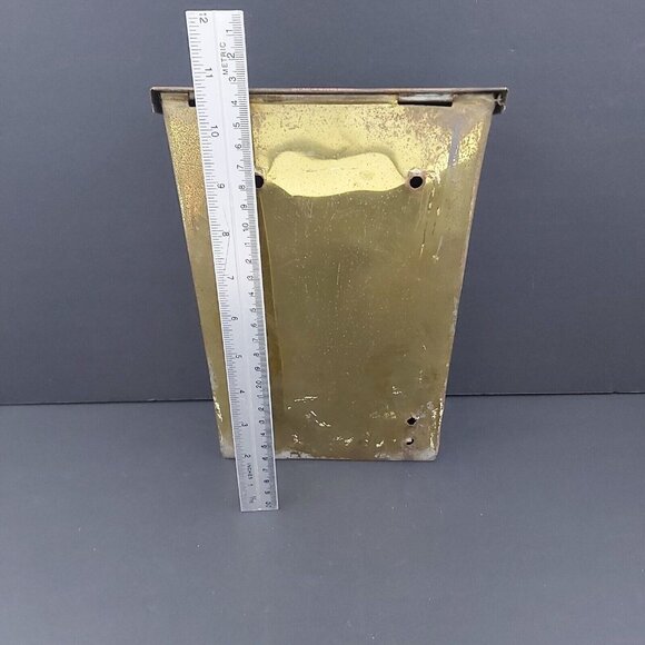 Brass Mailbox Repousse Embossed Homestead Pilgrims Preparing Food England Made - Picture 5 of 14